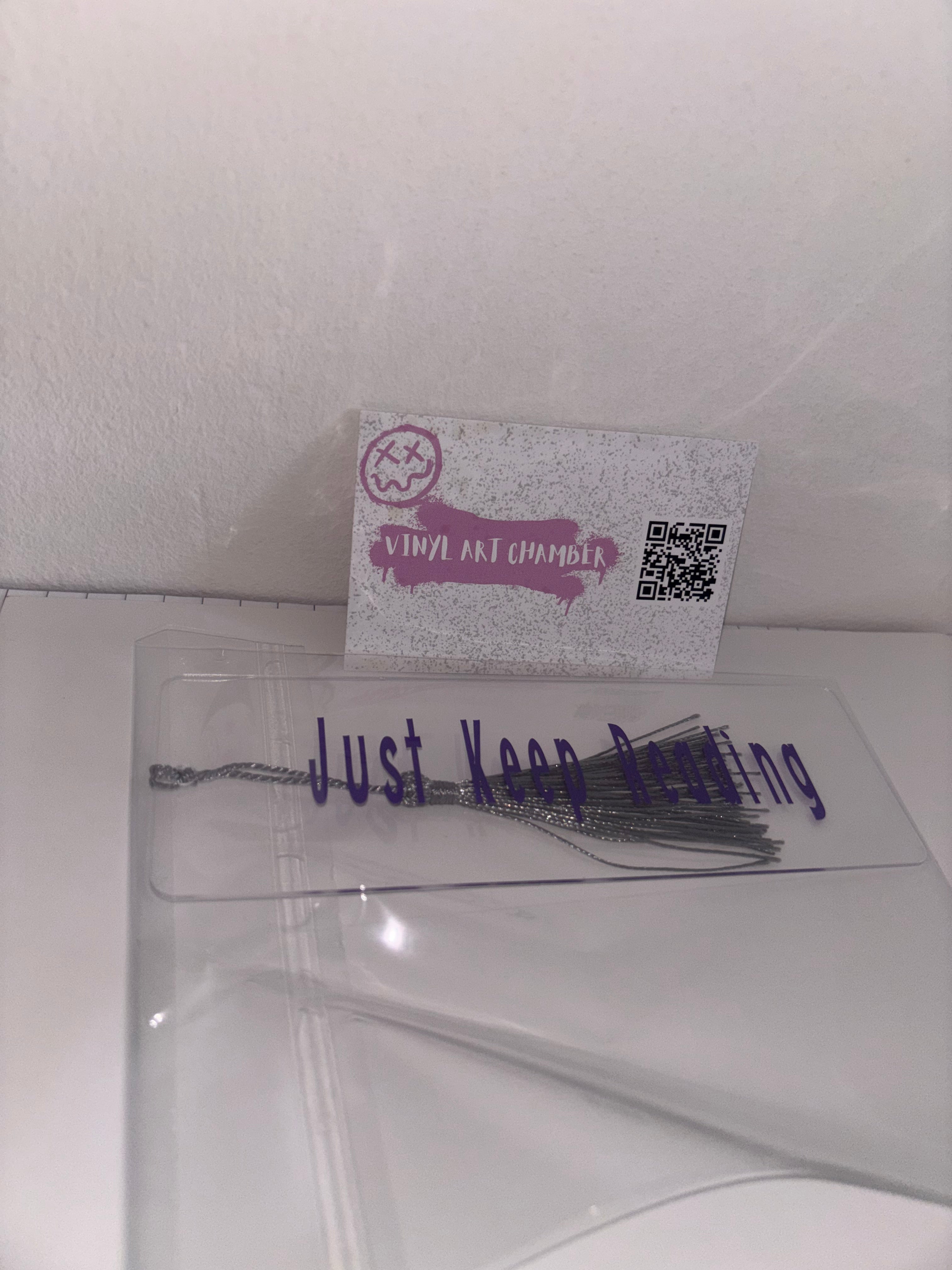 Acrylic Just Keep Reading Bookmark - Purple