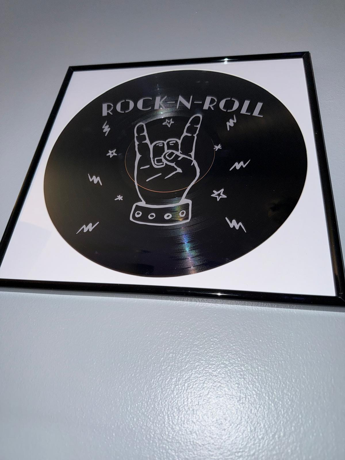 133) Rock N Roll Framed Vinyl Art 12”