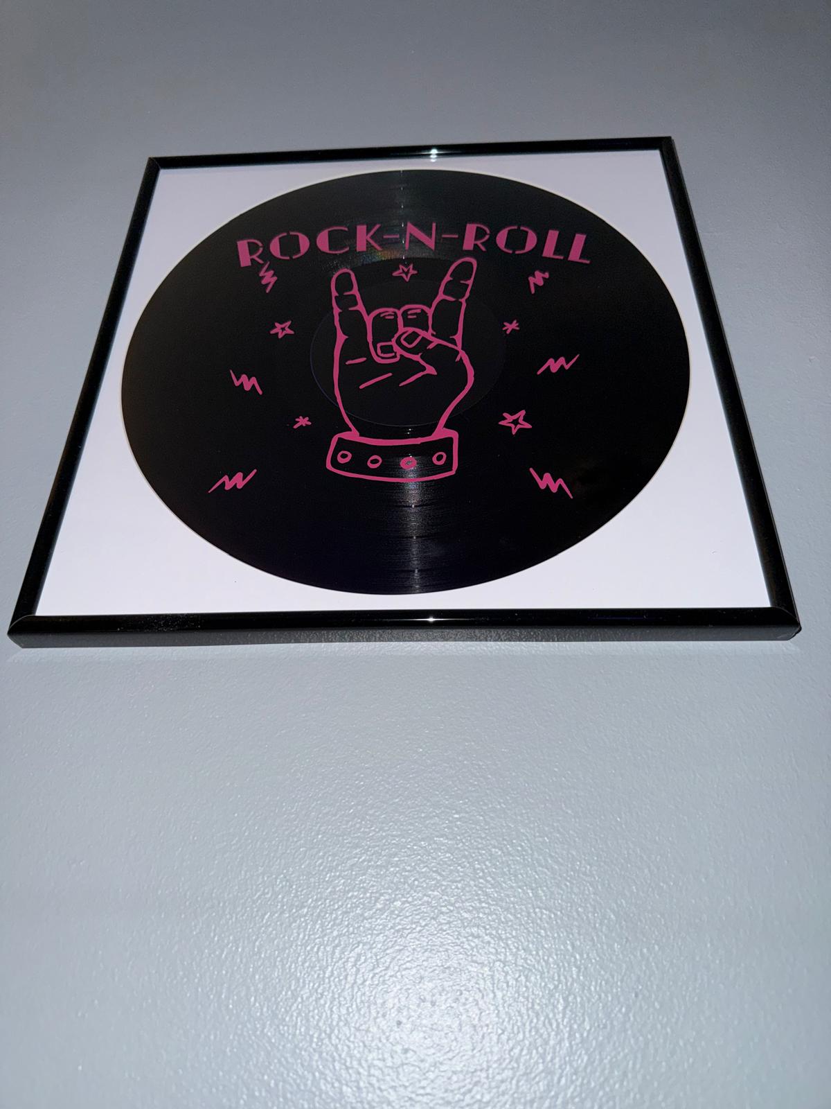 166) Rock N Roll Framed Vinyl Art 12”