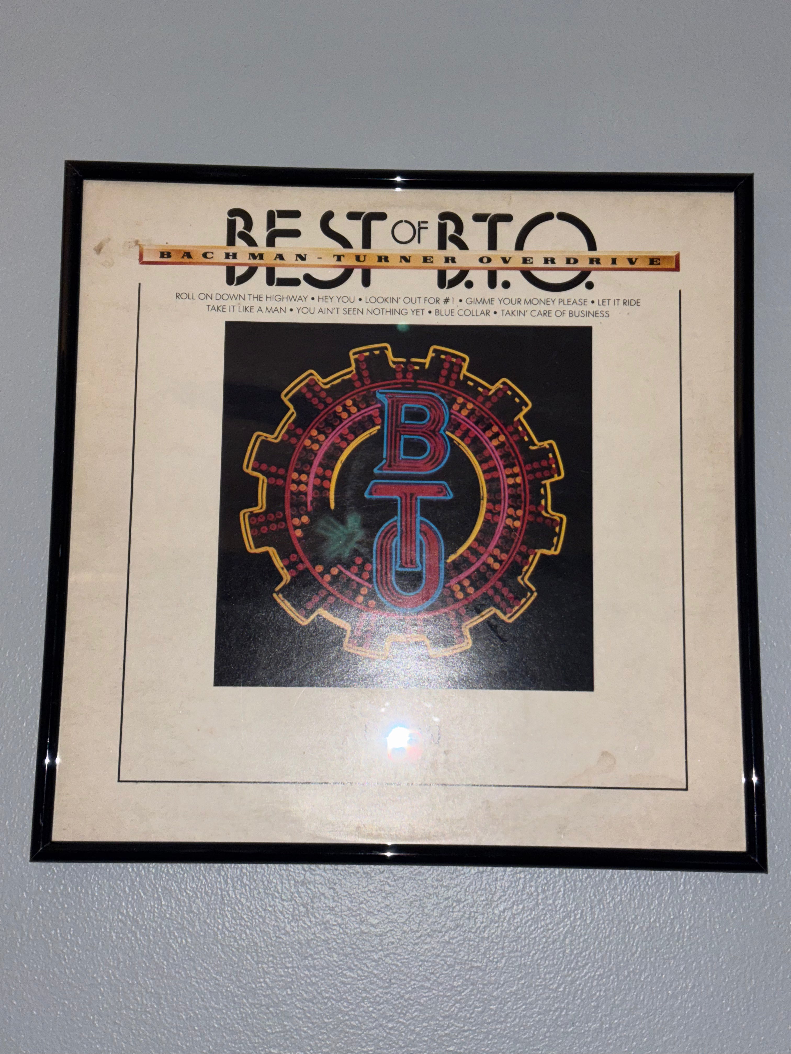 'Bachman Turner Overdrive - Best Of BTO' - Original Record Sleeve Framed