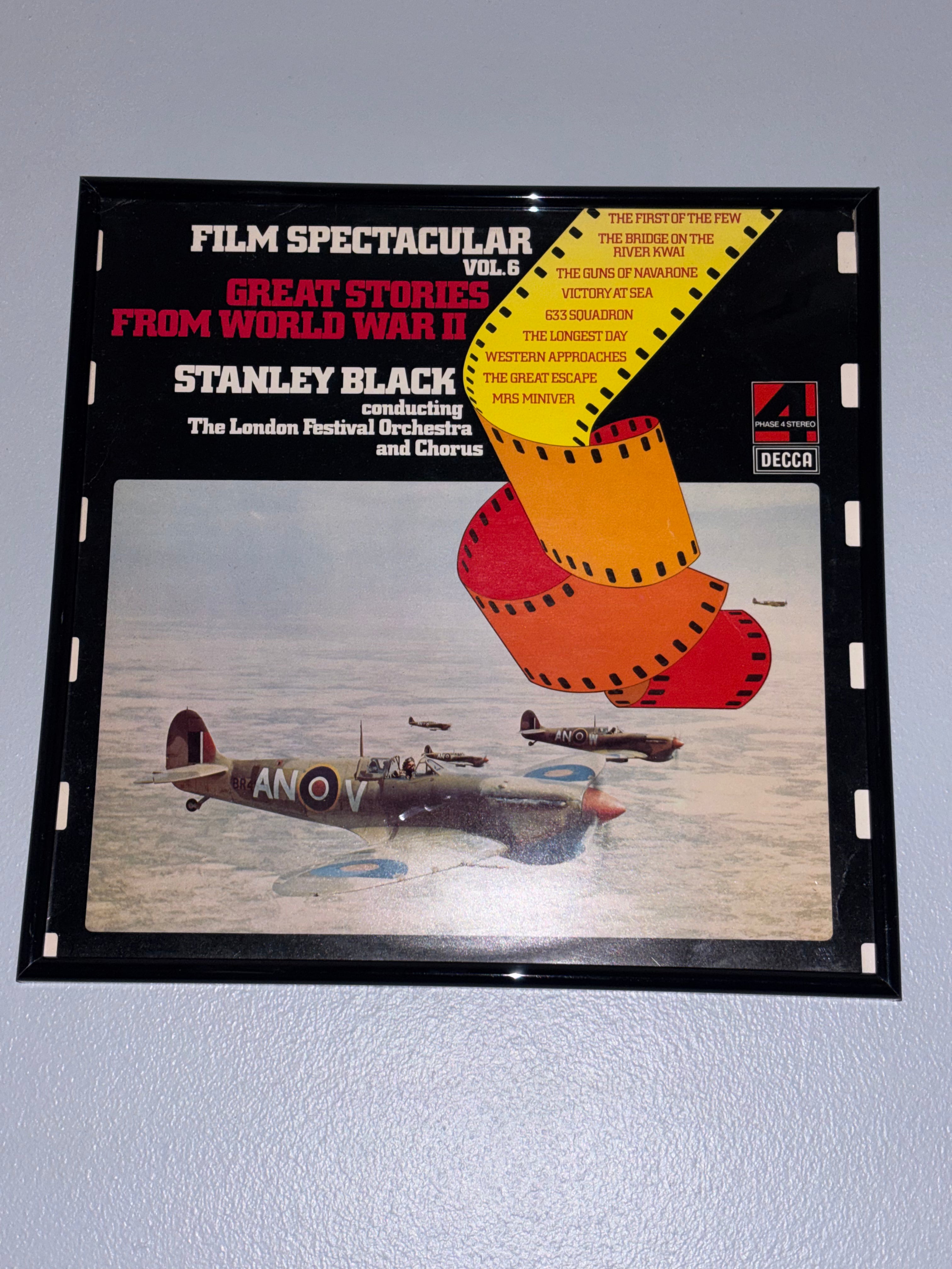 'Film Spectacular - Great Stories From World War II' Original Record Sleeve Framed